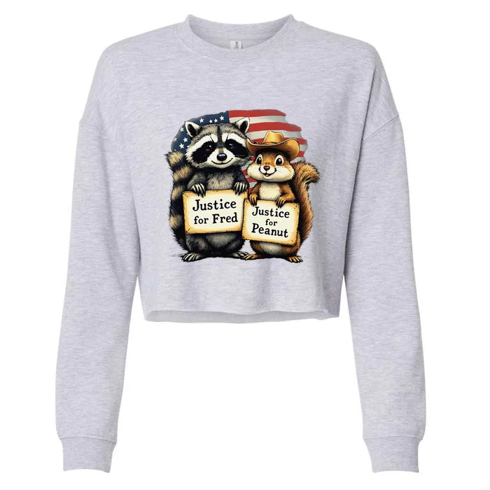 Justice For Peanut The Squirrel And Fred The Raccoon Cropped Pullover Crew