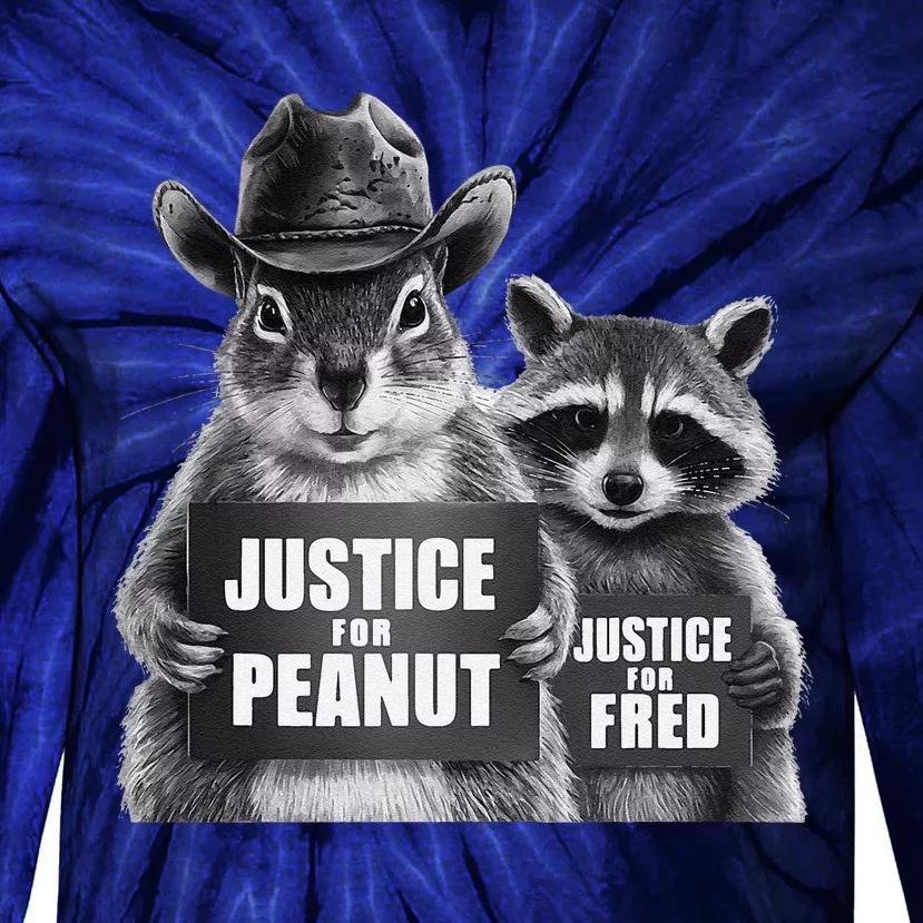 Justice For Peanut The Squirrel Cowboy Hat Tie-Dye Long Sleeve Shirt