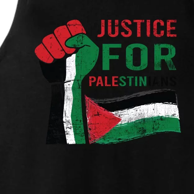 Justice For Palestinian Hand Raise Free Palestine Flag Gift Ladies Tri-Blend Wicking Tank