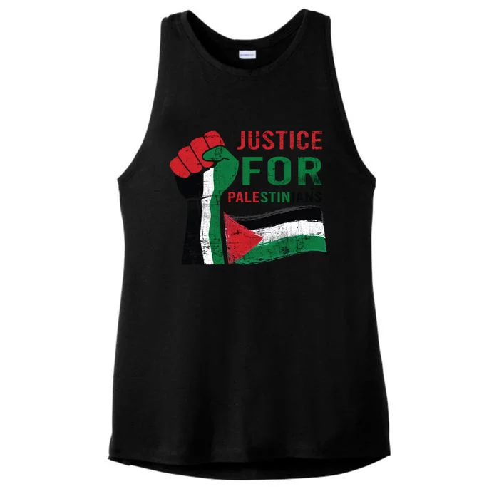 Justice For Palestinian Hand Raise Free Palestine Flag Gift Ladies Tri-Blend Wicking Tank