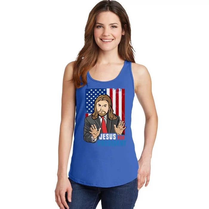 Jesus For President American Flag Design For A Bible Student Meaningful Gift Ladies Essential Tank