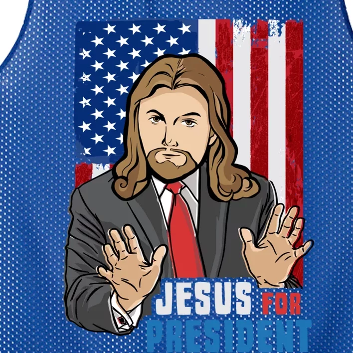 Jesus For President American Flag Design For A Bible Student Meaningful Gift Mesh Reversible Basketball Jersey Tank