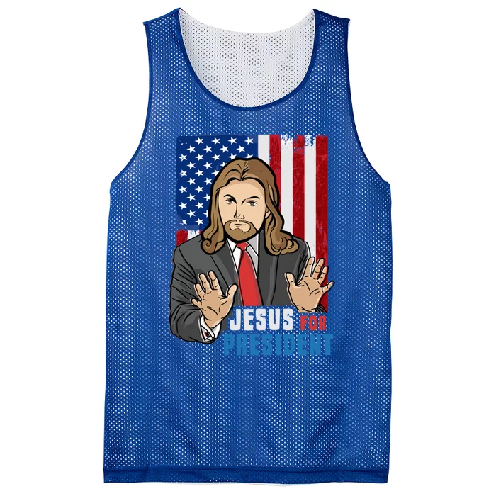 Jesus For President American Flag Design For A Bible Student Meaningful Gift Mesh Reversible Basketball Jersey Tank