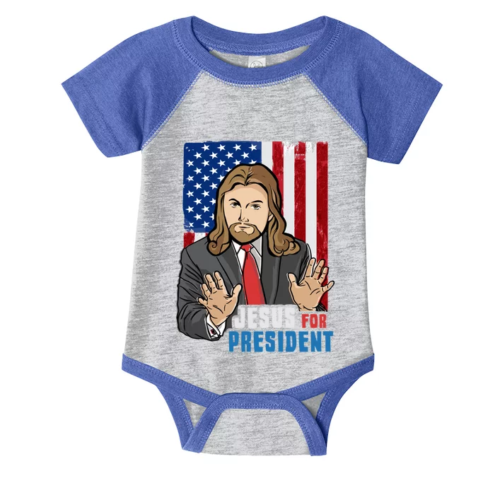 Jesus For President American Flag Design For A Bible Student Meaningful Gift Infant Baby Jersey Bodysuit