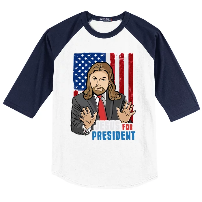 Jesus For President American Flag Design For A Bible Student Meaningful Gift Baseball Sleeve Shirt