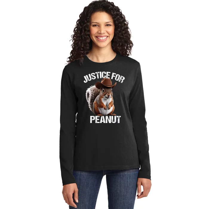 Justice For Peanut The Squirrel Peanut Squirrel Trending Design Ladies Long Sleeve Shirt