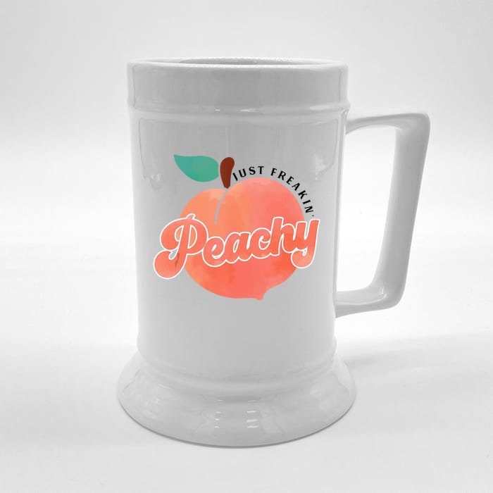 Just Freakin Peachy Hippie Summer Apparel Tee Gift Front & Back Beer Stein