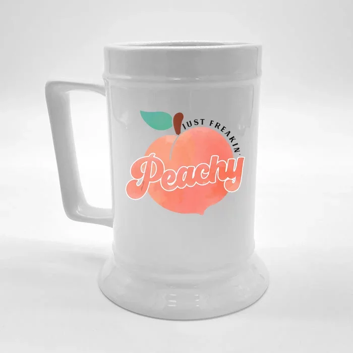 Just Freakin Peachy Hippie Summer Apparel Tee Gift Front & Back Beer Stein