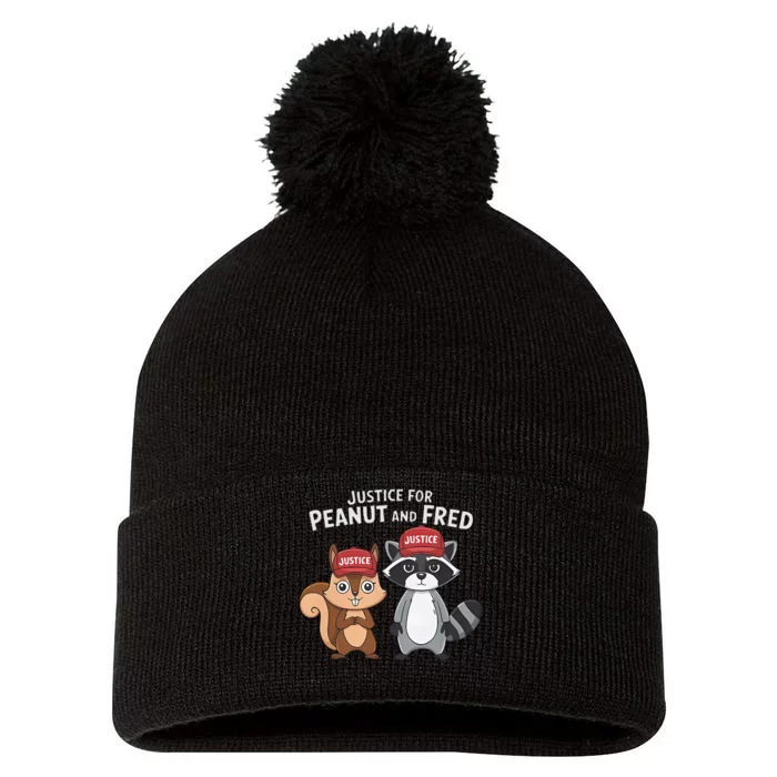 Justice For Peanut The Squirrel & Fred The Racoon Pom Pom 12in Knit Beanie