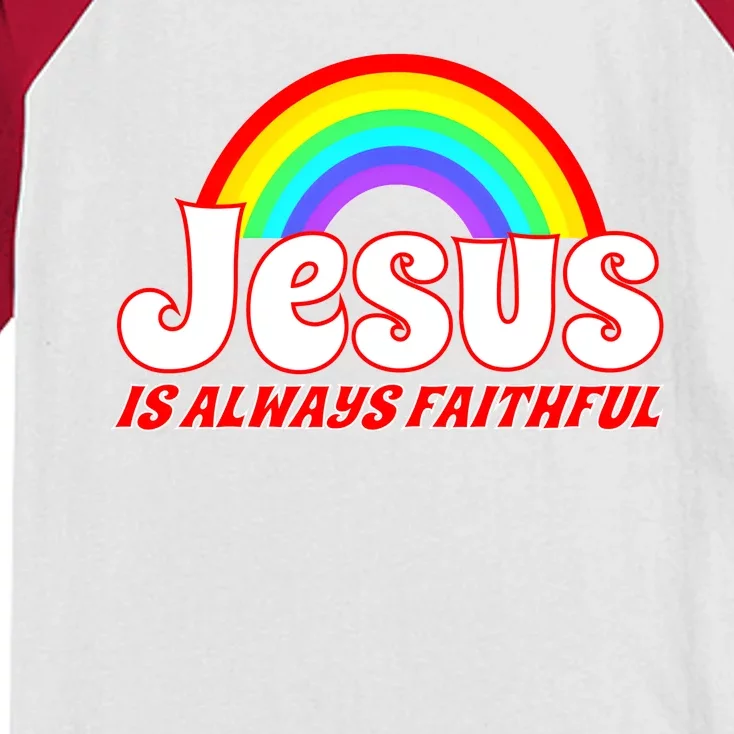 Jesus Faithful Raibow Faith Hope Love Christian Kids Colorblock Raglan Jersey