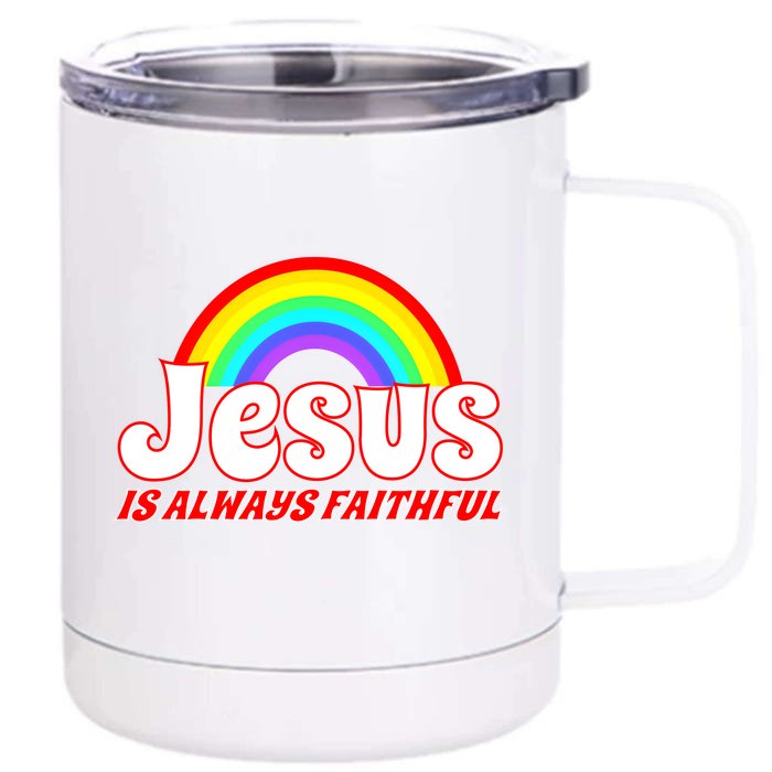 Jesus Faithful Raibow Faith Hope Love Christian Front & Back 12oz Stainless Steel Tumbler Cup