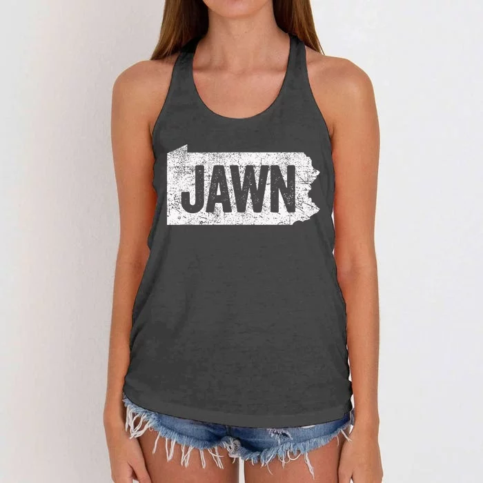 Jawn Funny Slang Philadelphia Vintage Women's Knotted Racerback Tank