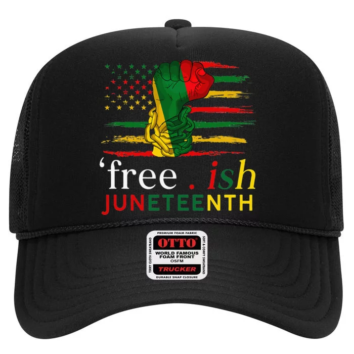 Juneteenth FreeIsh Since 1865 Black Pride Juneteenth High Crown Mesh Trucker Hat