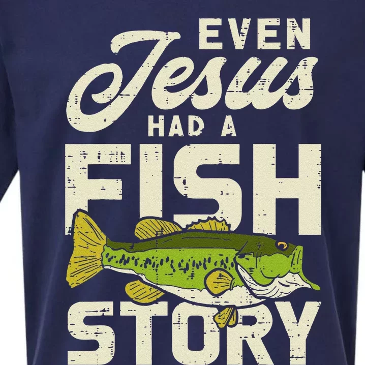 Jesus Fish Story Fisherman God Christ Fishing Christian Gift Sueded Cloud Jersey T-Shirt