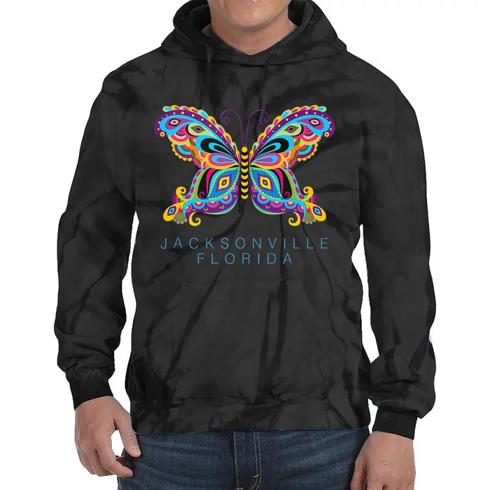 Jacksonville Florida Souvenir Butterfly Graphic Tie Dye Hoodie