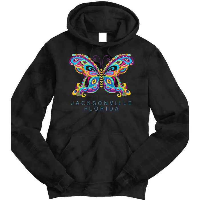 Jacksonville Florida Souvenir Butterfly Graphic Tie Dye Hoodie