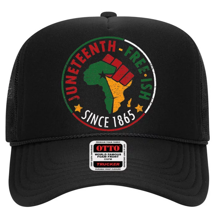 juneteenth freeish since 1865 High Crown Mesh Trucker Hat