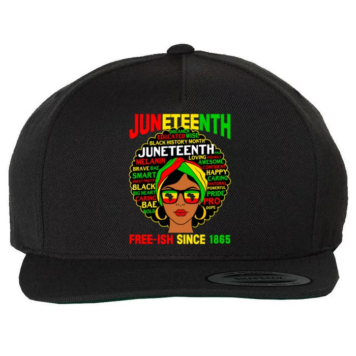 Juneteenth Freegiftish Since 1865 Afro Black Mother's Day Gift Wool Snapback Cap