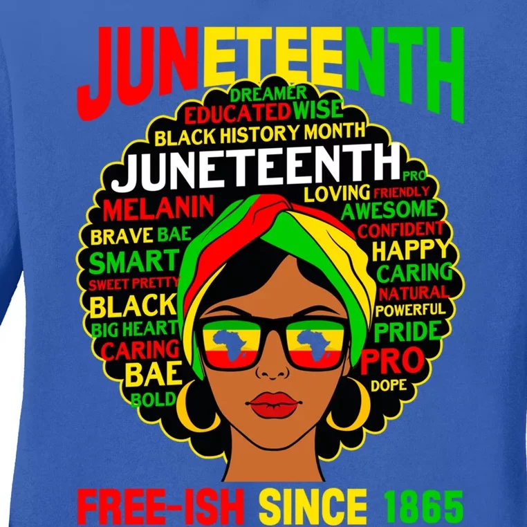 Juneteenth Freegiftish Since 1865 Afro Black Mother's Day Gift Ladies Long Sleeve Shirt