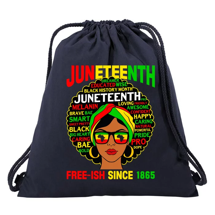 Juneteenth Freegiftish Since 1865 Afro Black Mother's Day Gift Drawstring Bag