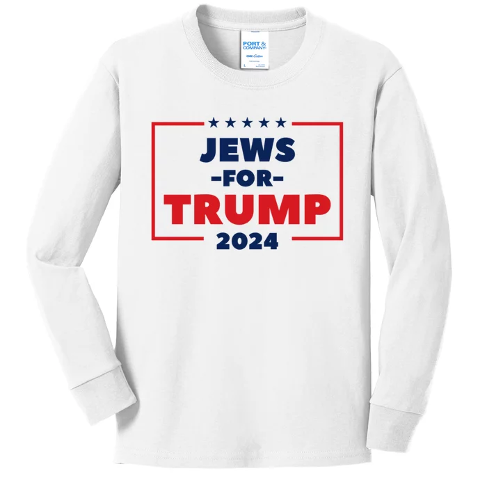 Jews For Trump 2024 Trump Supporters Kids Long Sleeve Shirt