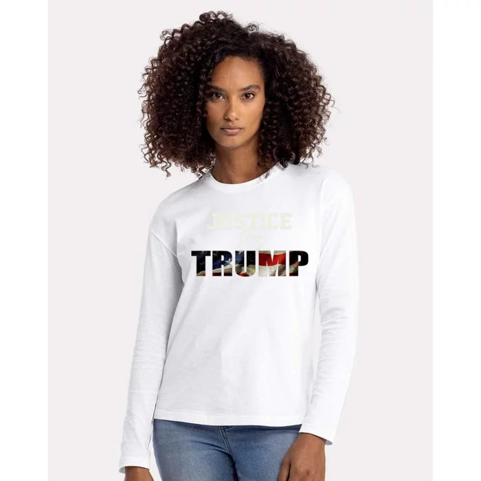 Justice For Trump Funny Donald Trump 2024 Election Costume Cute Gift Womens Cotton Relaxed Long Sleeve T-Shirt