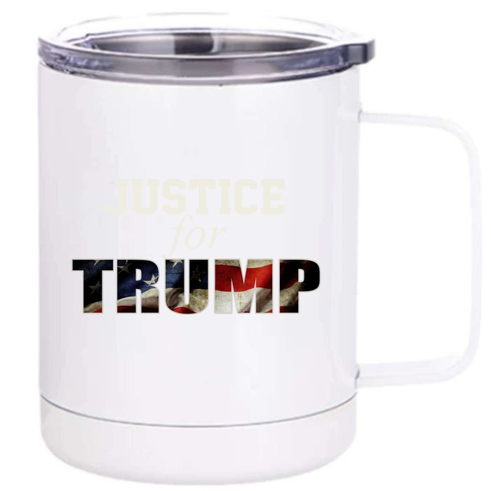 Justice For Trump Funny Donald Trump 2024 Election Costume Cute Gift Front & Back 12oz Stainless Steel Tumbler Cup