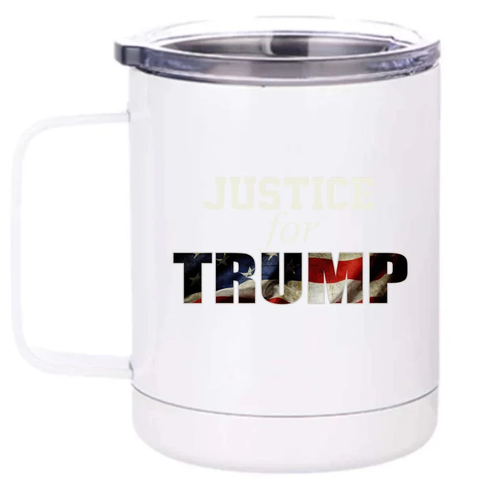 Justice For Trump Funny Donald Trump 2024 Election Costume Cute Gift Front & Back 12oz Stainless Steel Tumbler Cup