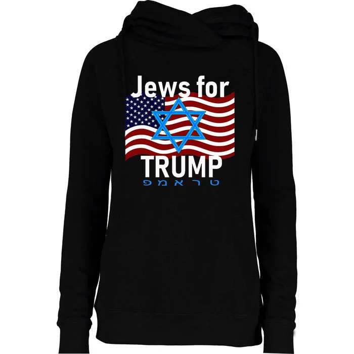 Jews For Trump American Flag Star Of David Hebrew Supporter Womens Funnel Neck Pullover Hood