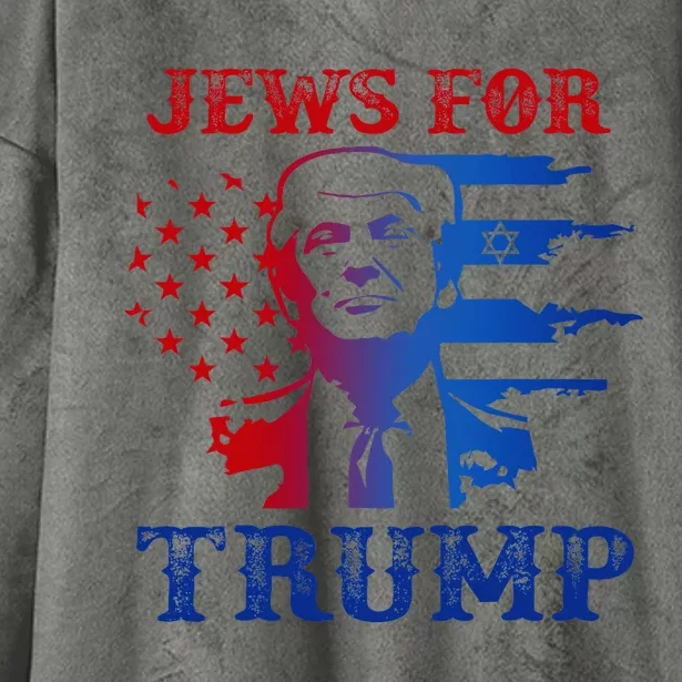 Jews For Trump 2024 Israel Usa Hebrew Election Jewish Vote Hooded Wearable Blanket