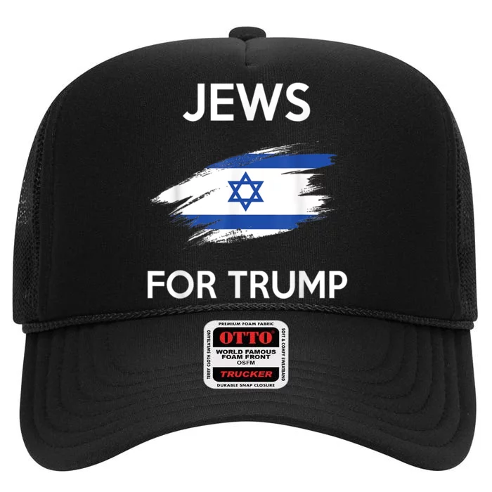 Jews For Trump Jew Support Trump High Crown Mesh Trucker Hat