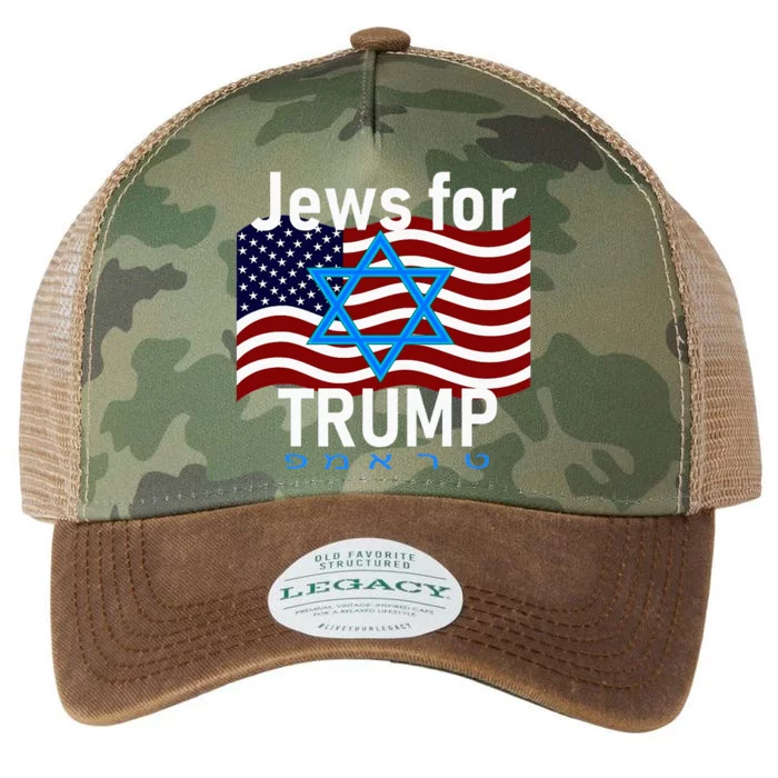 Jews For Trump American Flag Star Of David Hebrew Supporter Legacy Tie Dye Trucker Hat