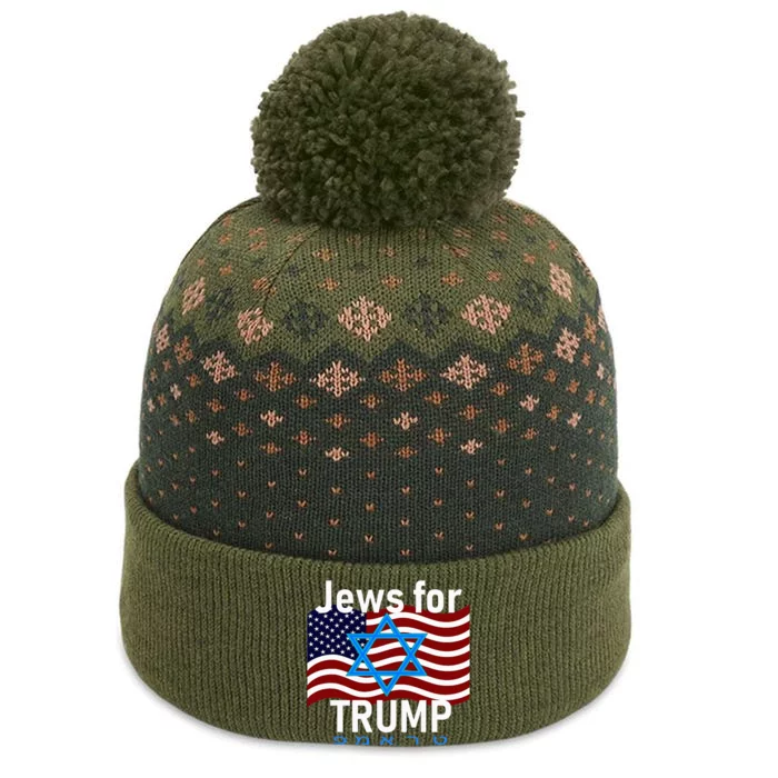 Jews For Trump American Flag Star Of David Hebrew Supporter The Baniff Cuffed Pom Beanie