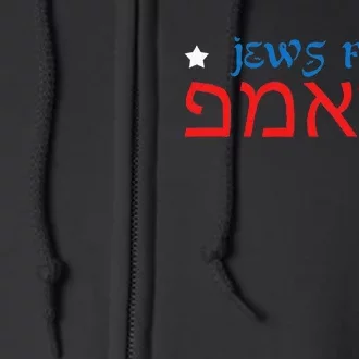 Jews For Trump Hebrew Pro Trump 2024 Jewish Full Zip Hoodie