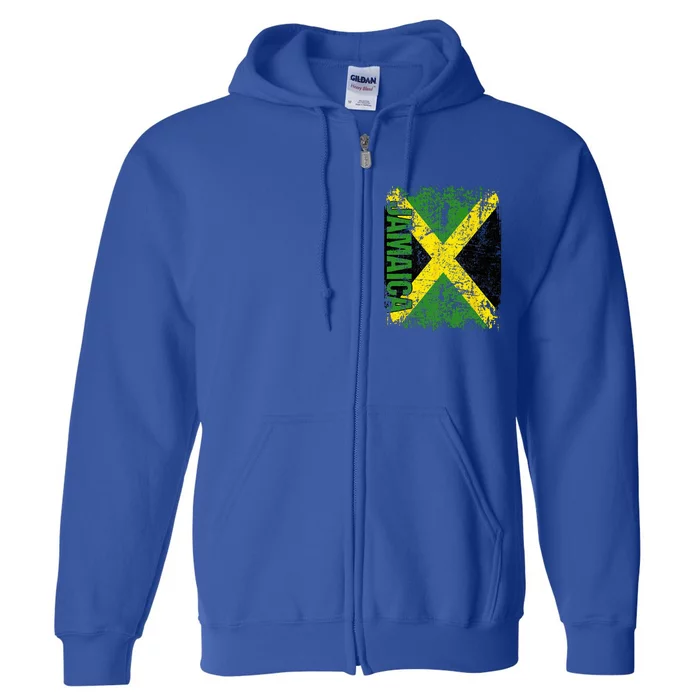 JAMAICA Flag Vintage Distressed JAMAICA Full Zip Hoodie