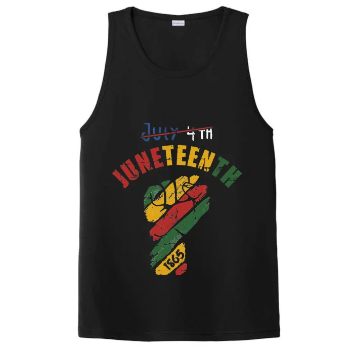 Juneteenth fist with flag for black independence since 1865 Performance Tank