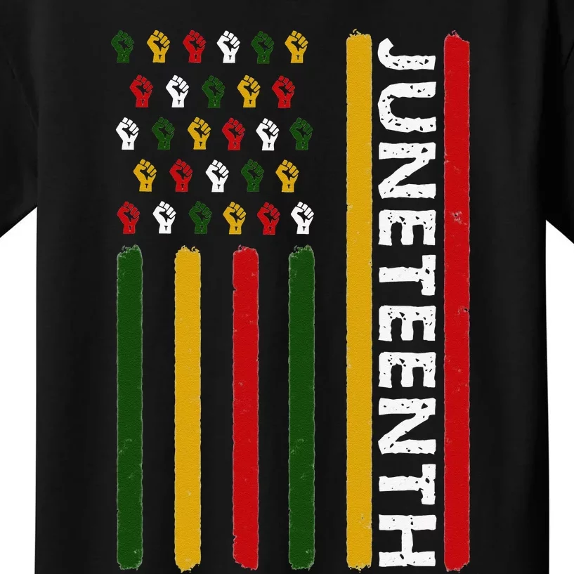 Juneteenth Flag With Fists Kids T-Shirt