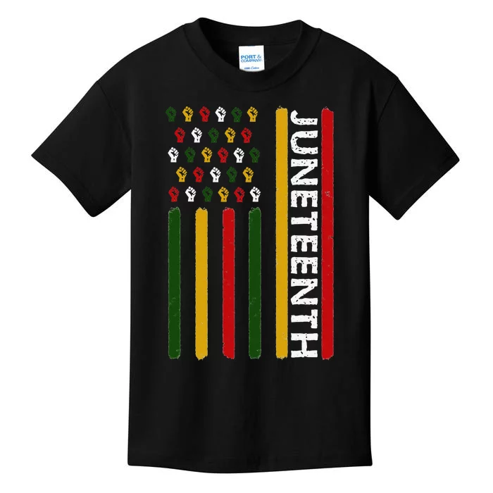 Juneteenth Flag With Fists Kids T-Shirt