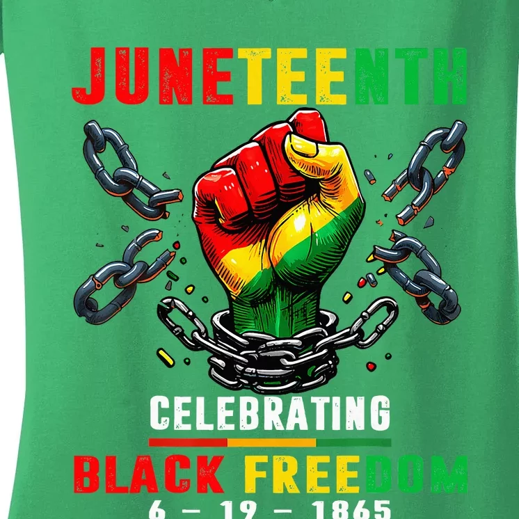 Juneteenth For Women Celebrate Black Freedom 1865 Women's V-Neck T-Shirt