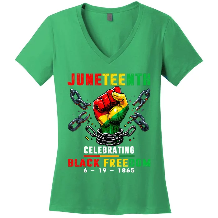 Juneteenth For Women Celebrate Black Freedom 1865 Women's V-Neck T-Shirt