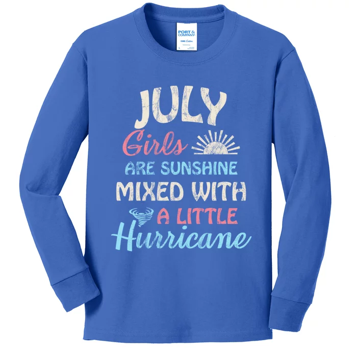 July Girls Are Sunshine Mixed With A Little Hurricane Gift Kids Long Sleeve Shirt