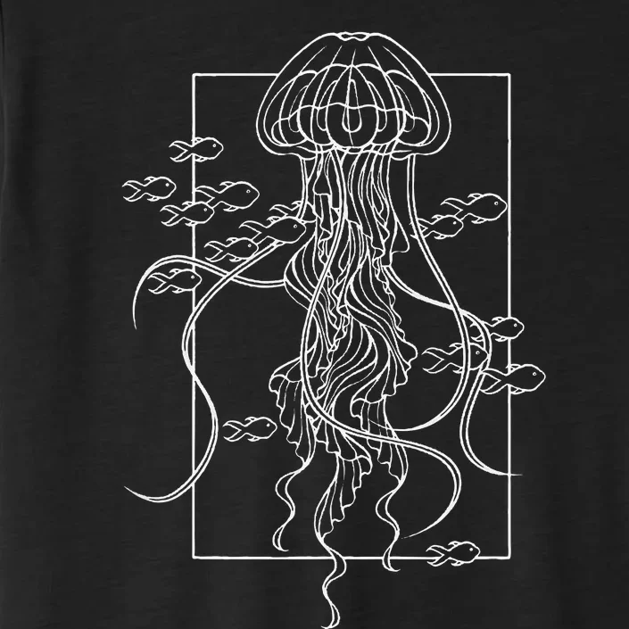 Jellyfish Graphic and Fishes in Sea ChromaSoft Performance T-Shirt