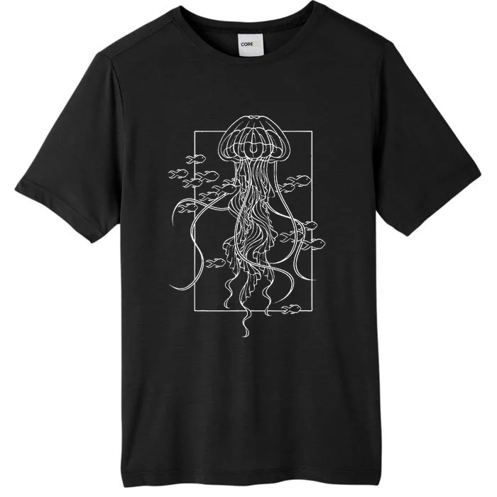 Jellyfish Graphic and Fishes in Sea ChromaSoft Performance T-Shirt