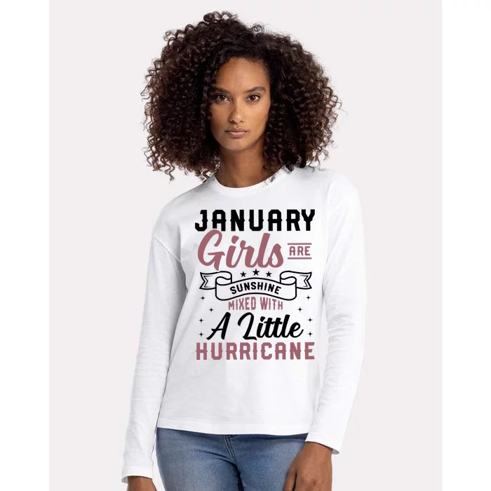 January Girl Are Sunshine Mixed With Little Hurricane Birthday Womens Cotton Relaxed Long Sleeve T-Shirt