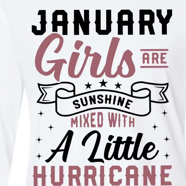 January Girl Are Sunshine Mixed With Little Hurricane Birthday Womens Cotton Relaxed Long Sleeve T-Shirt