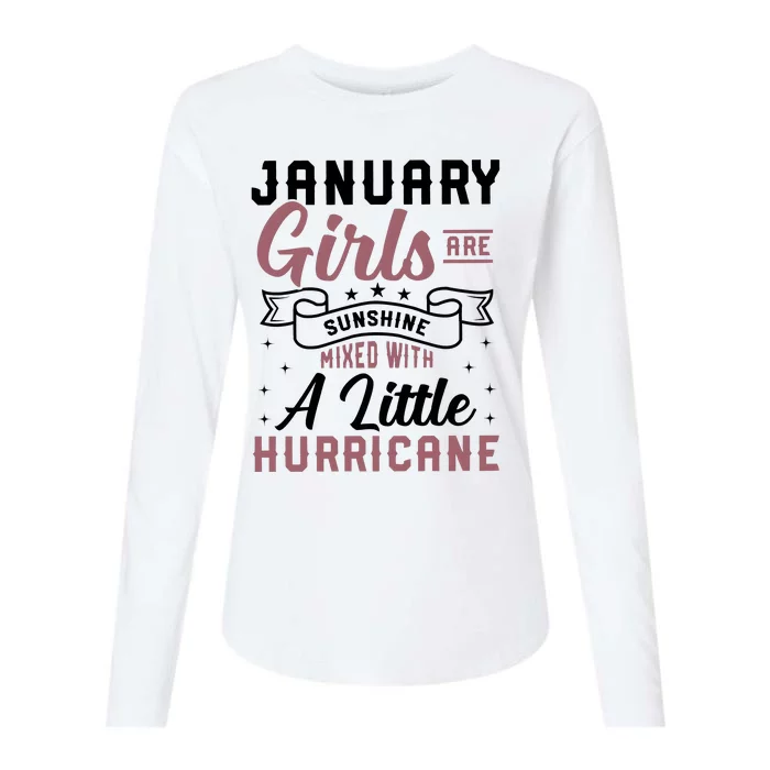 January Girl Are Sunshine Mixed With Little Hurricane Birthday Womens Cotton Relaxed Long Sleeve T-Shirt