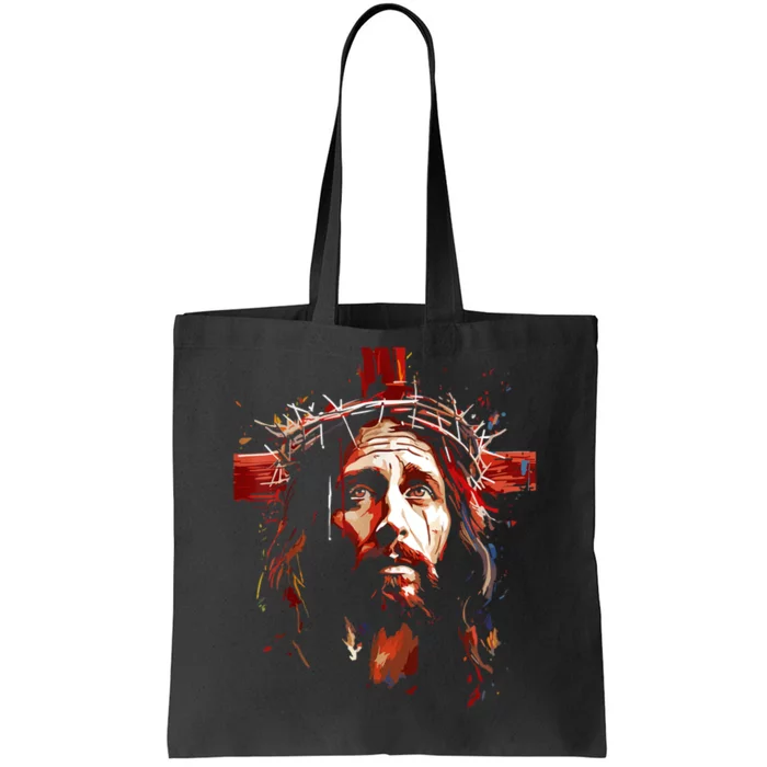 Jesus God Cross Christian Colorful Artwork Christian Faith Tote Bag