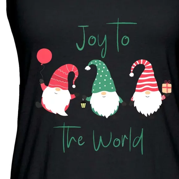 Joyful Gnomes Christmas Holgnomes Christmas Holiday Design Joy To The World Gift Ladies Essential Flowy Tank