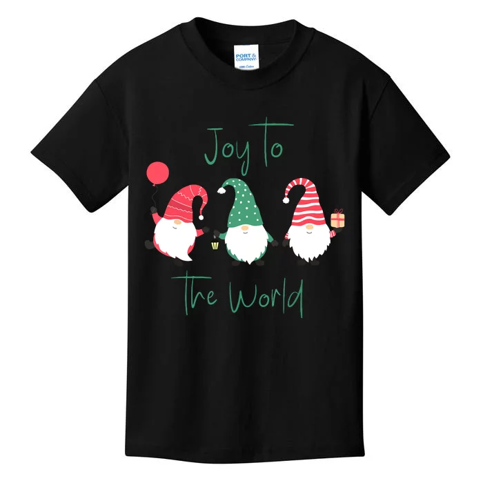 Joyful Gnomes Christmas Holgnomes Christmas Holiday Design Joy To The World Gift Kids T-Shirt