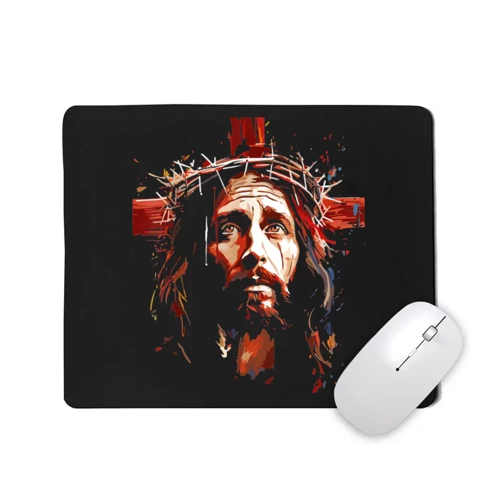 Jesus God Cross Christian Colorful Artwork Christian Faith Mousepad